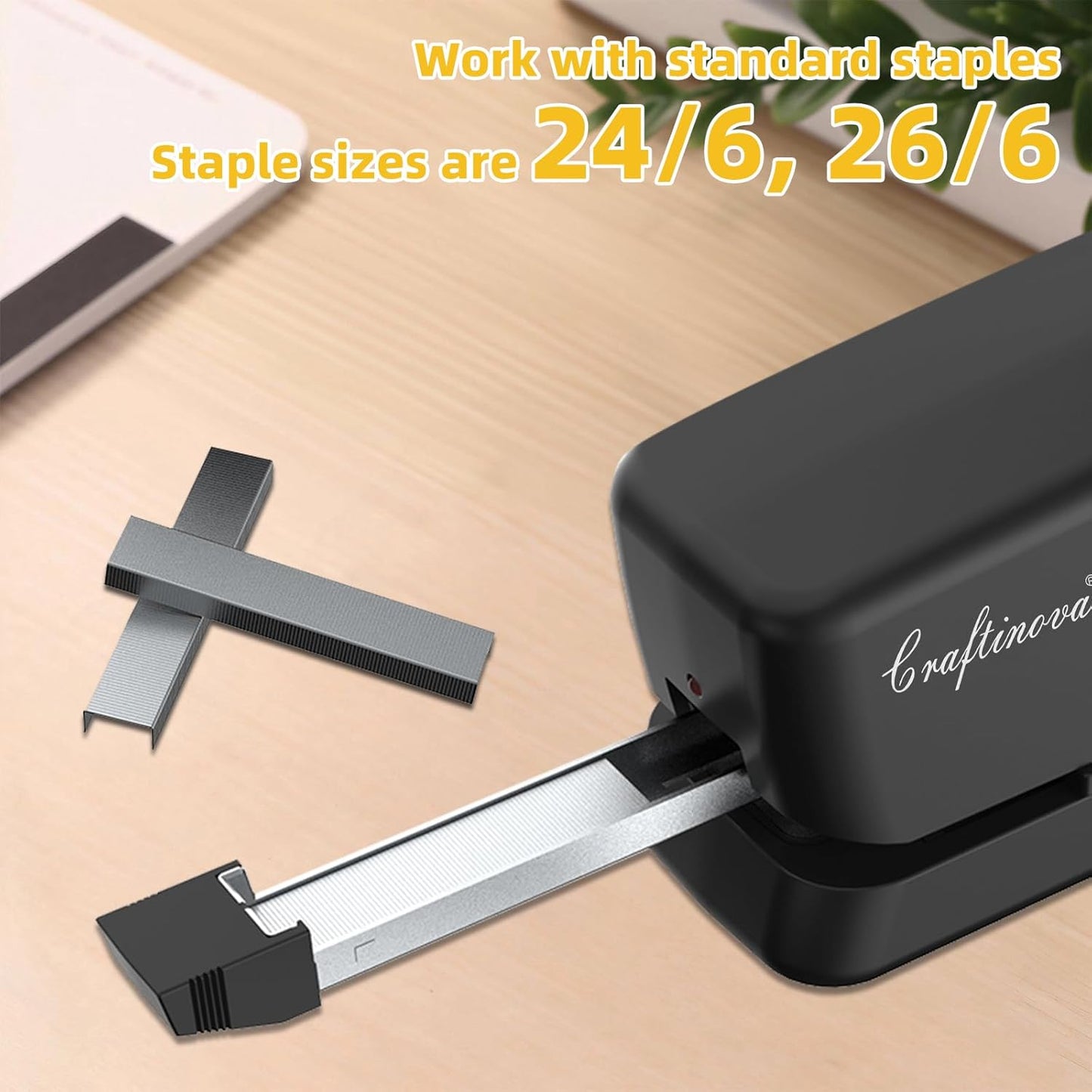 Electric Stapler,Automatic,Inclued 2000 Staples and 1 Staple Remover, Heavy Duty Can Store 210 Staples，AC or Battery Powered Stapler Heavy Duty, 25 Sheet Capacity.