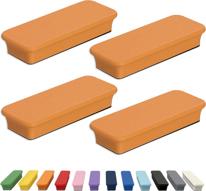 Glassboard Studio Mega Magnets - Neodymium - Heavy Duty, Colorful, Ergonomic, Ideal for Crafting, Quilting, and as Magnetic Knife Holders (4, Tangerine Orange Bar)