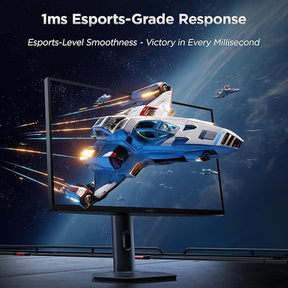 KOORUI 27" 4K QD-Mini LED Gaming Monitor - Dual-Mode (UHD 160Hz or FHD 320Hz), 1ms, 99% Adobe RGB, HDR1400, 90W USB-C, HDMI 2.1/DP1.4, VESA, Tilt Height Swivel Vertical Adjustment, Black, S2741LM