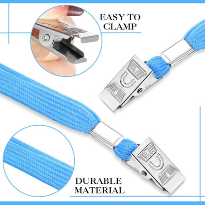 Marspark 50 Sets Clear Name Tags with Lanyard, Lanyards for ID Badges Reusable Strap with ID Holder Plastic Name Badges for Adults Business School Church Conference (Lake Blue)