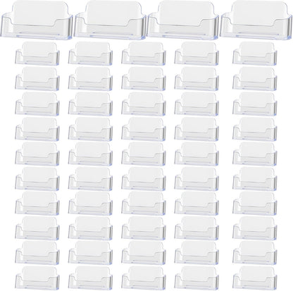 Thenshop 64 Pack Business Card Holder Desktop Business Card Stand Acrylic Holder Stand Clear Postcard Display for Home Office Desk Table (Desktop Style)