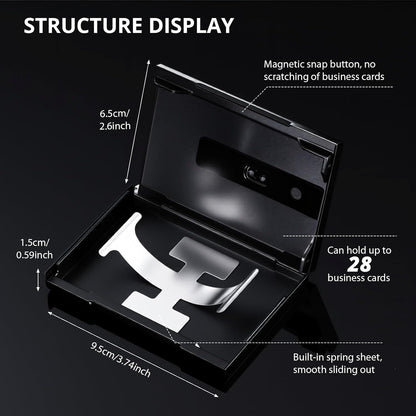 Zonon Large Thumb Drive Business Card Holder Fit 28 Name Credit Aluminum Alloy Slide out Name Card Case Portable Business Holder Wallet Pocket for Men Women(Black)