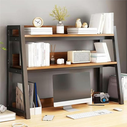 FPIGSHS Desktop Hutch Shelf，2-Tier Computer Desktop Bookcase Desk Organizer Shelf for Top Multipurpose Countertop Display Storage Rack for Home Office Dorm Use (95cm/37.4in)