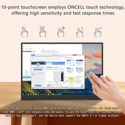 Portable Monitor Touchscreen, 15.6''Laptop Screen Extender, FHD IPS Touch Screen, Travel Monitor with Kickstand & Speaker, HDMI USB C External Monitors for Laptop Phone Computer Xbox Switch
