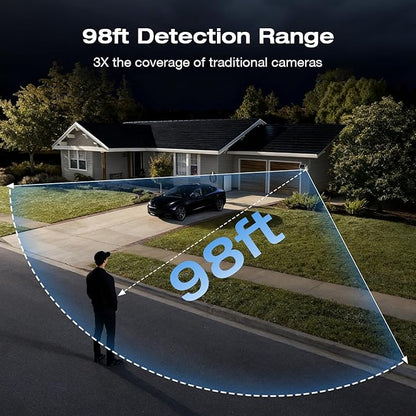 Solar Camera Outdoor Wireless, 2K Color Night Vision, Always-on-Video Security Camera Wireless Outdoor, Smart 24/7 Recording, Auto-Tracking, 2.4GHz Wi-Fi, IP65, Alexa