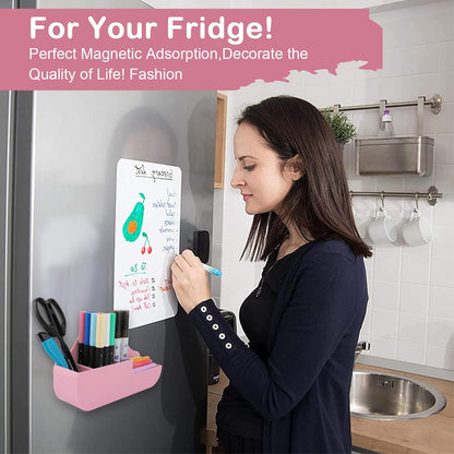 Magnetic Pen Holder,3 Compartments Magnetic Dry Erase Marker Holder,Extra Strong Magnet Storage Marker Pen Pencil Organizer for Refrigerator,Whiteboard,Locker Accessories(Cloud Style)