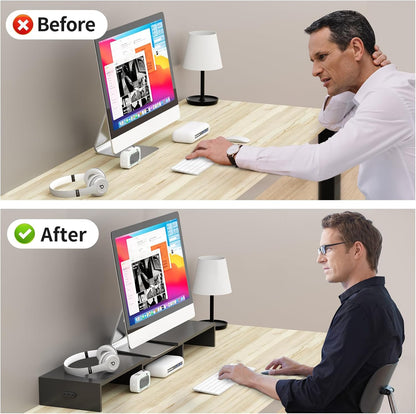 Pholiten Dual Monitor Stand Riser for 2 Monitors，Desktop Monitor Stand with Adjustable Length and Swivel Angles, Extra Long Multifunctional Stand up to 48.2" fit Computer Laptop Printer Max 44 lbs