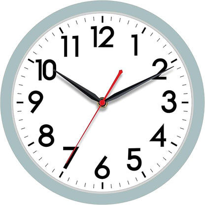 AKCISOT Wall Clock, Modern Small Wall Clocks Battery Operated 10 Inch, Silent Non-Ticking Analog Classic for Office, Home, Bathroom, Kitchen, Bedroom, School(Blue Gray)