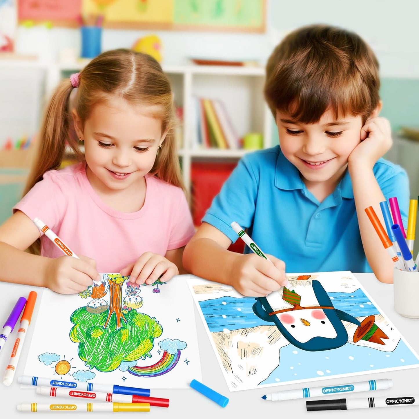 Officygnet 288 Count Washable Markers Bulk, Coloring Markers for Kids, Thin Marker Bulk in 12 Assorted Colors, Fine Line Marker with Conical Tip,Back to School Supplies, Teacher Classroom Must Haves