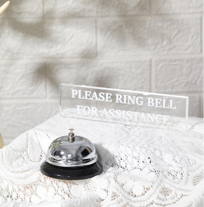 Desk Bell for Service and Please Ring Sign 2" x 8" Acrylic No Receptionist Sign Call Ring Bell for Office Hotel Restaurant Counter Reception Area