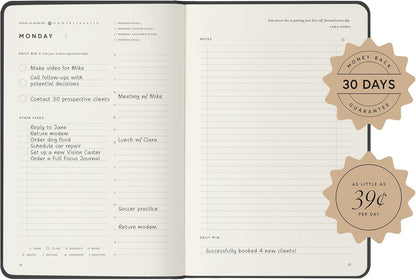 Full Focus Stone Leather Planner by Michael Hyatt - The #1 Daily Planner to Set Annual Goals, Increase Focus, Eliminate Overwhelm, and Achieve Your Biggest Goals - Hardcover