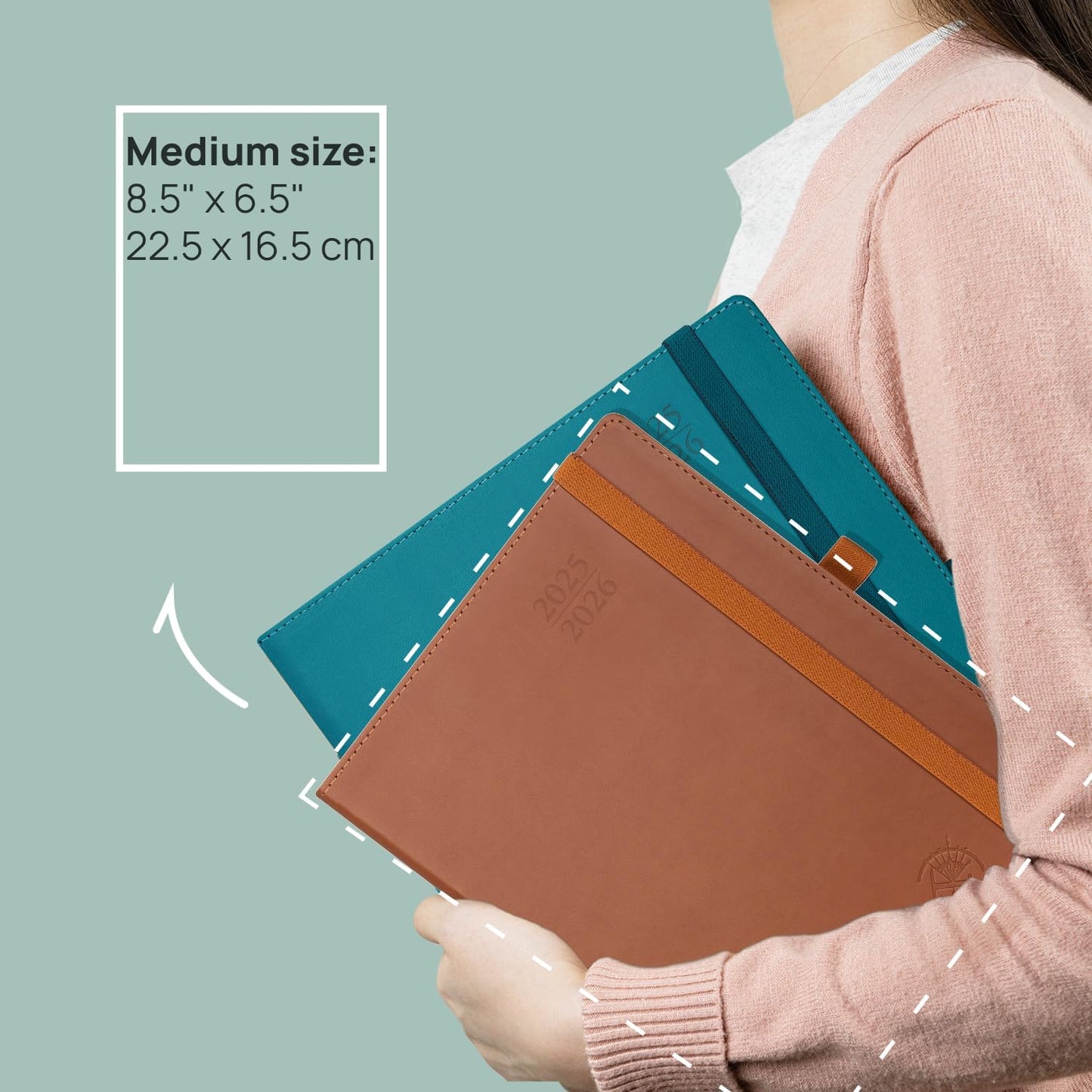 POPRUN Planner 2025-2026 (Medium - 6.5'' x 8.5'') Academic Weekly Calendar (July 2025 - June 2026) with Hourly Time Slots, Monthly Tabs, 100GSM Thick Papers, Leather Soft Cover - Night Sky Blue