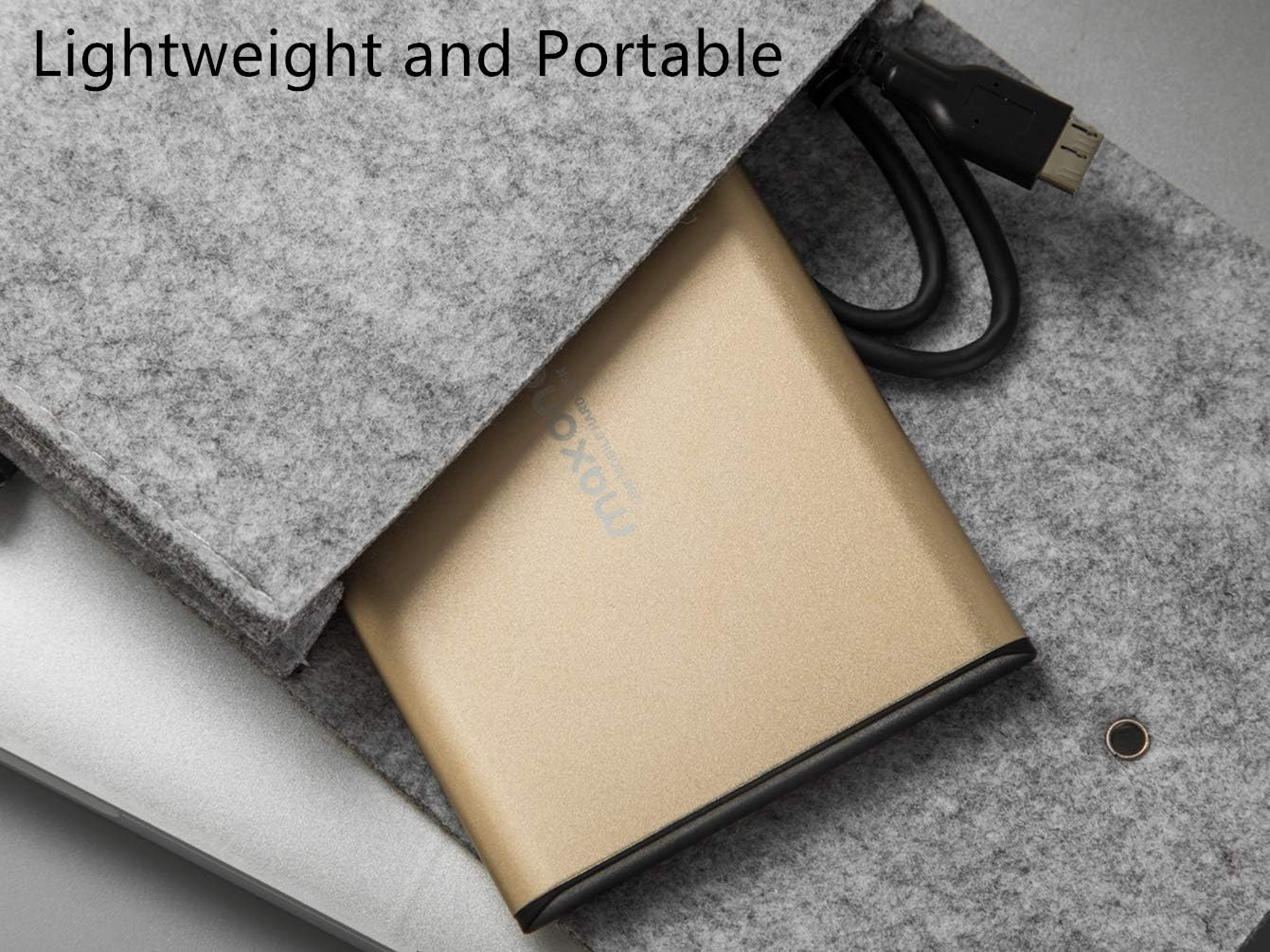 Maxone 250GB External Hard Drive Portable 2.5'' Ultra Slim HDD Storage USB 3.0 Compatible with PC, Laptop, Gold