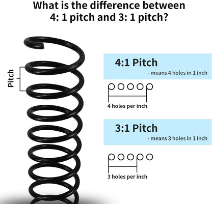 Rayson 31.8mm Plastic Spiral Coil Binding 3:1 Pitch, 1-1/4 inch, 280 Sheets Capacity Black Coil Binding Spines - Versatile for Office and Educational Tasks, Pack of 50