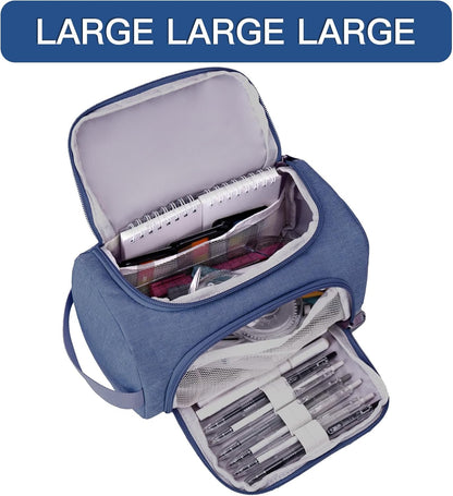 Large Pencil Pouch,Pencil Case Aesthetic,Zipper Pencil Box For Girls Back To School Supplies Emergency Bag Makeup Bag (DeepBlue)