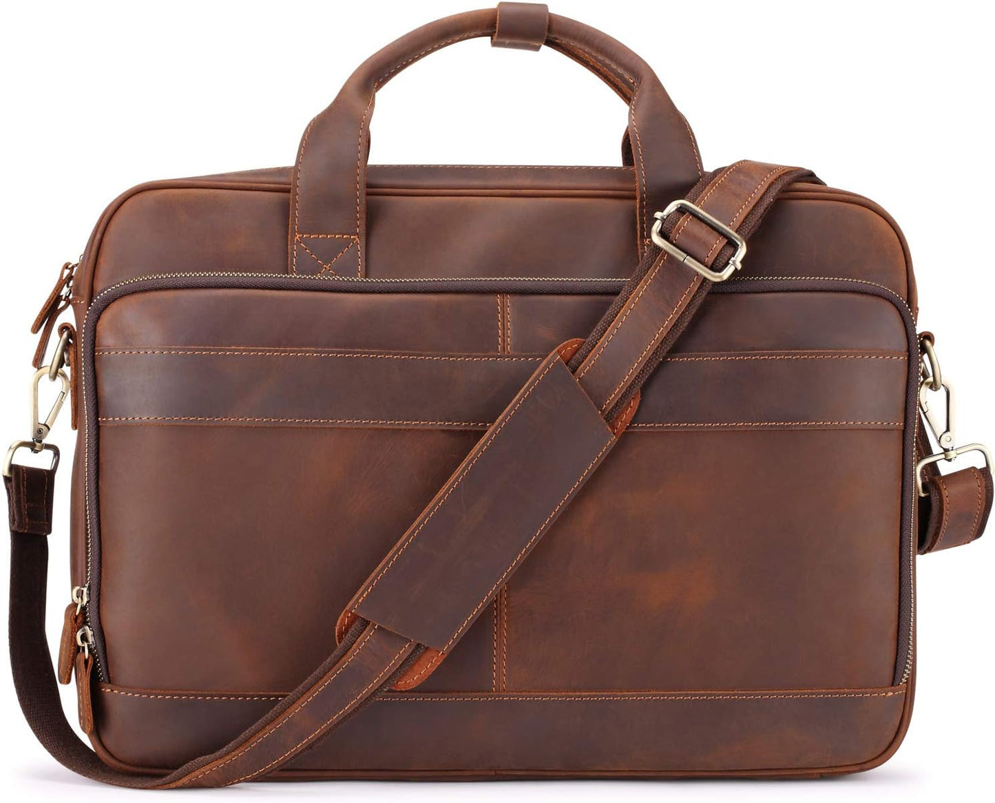 Jack&Chris Leather Briefcase for Men,Business Travel Laptop Messenger Bags