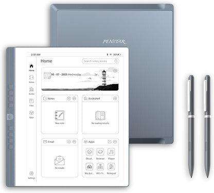 eNote 2 Paper Tablet Bundle, 10.3-inch Pen Only Writing Tablet, Electronic Notebook Digital Notepad, 300 PPI 4G 128G E-Ink Reader with Folio Cover & Two B5 Pens