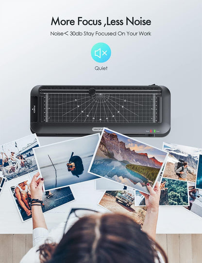 9-Inch Thermal Laminator Machine, 3-in-1 Laminator with Built-in Paper Trimmer, Hole Punch & Corner Rounder, 10 Laminating Pouches, Fast 3-Min Warm-Up, Jam-Free for Home, Office, School