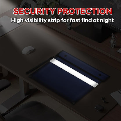 Fireproof Money Bag for Cash 11"x7.7",Upgraded 5200℉ Insulated Water Fire Proof Pouch with Water-resistant Zipper,Fireproof Envelopes for Important Documents,Valuables (Blue)