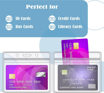 Zonon 150 Pcs Name Badge Holders Clear Plastic ID Card Name Tag Holders Badge Sleeves Horizontal Waterproof Transparent PVC Sleeve Cover Pouch for Office School Travel(4.53 x 3.94 Inch)