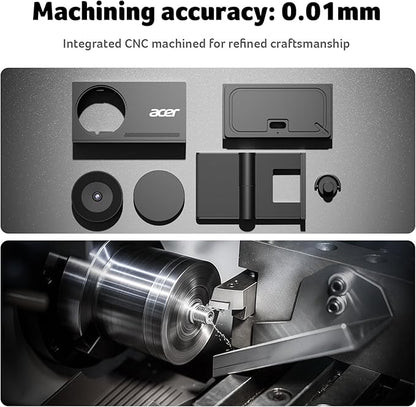 acer 4K Webcam for PC/Mac with All-Metal Unibody Sculpted, Sony 1/2" Sensor, PDAF, 2 Noise Reduction Mics, Privacy Cover, Lightweight, Fast Cooling, Streaming Camera for Live Meeting Commerce Gaming