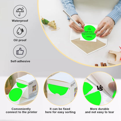 2000Pcs/4 Roll 3 X 3 Inch Color Coding Dot Labels Circle Thermal Printable Waterproof Round Stickers Adhesive Writable for Office, Garage, DIY Sticker, Barcodes, Name Tag (Multiple Colors)