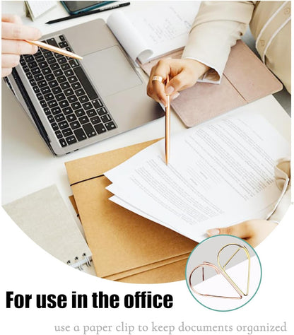 200 Pcs Teardrop Paper Clips Bulk,Stainless Steel Rust-Resistant Paperclips for Wedding Invitations, 3X Stronger Hold with Mirror Polish(Rose Gold + Gold, 1inch)