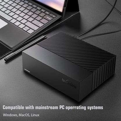 UnionSine Desktop External Hard Drive 14TB, USB3.0 3.5" HDD Storage Compatible for PC, Mac, TV, Desktop, Laptop(Black) HD3513