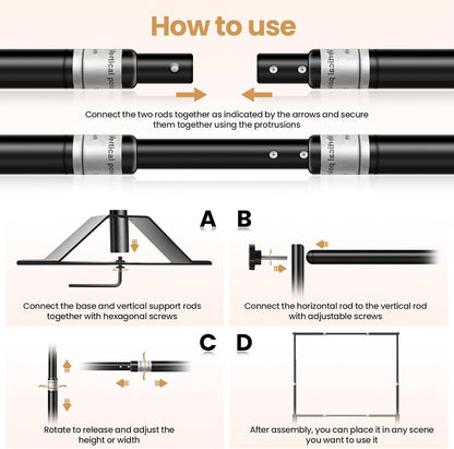 Jiang&Rong 10x10ft Heavy Duty Backdrop Stand Kit - Adjustable Step and Repeat Photo Banner Stand for Photography, Trade Shows, Photo Booths, Events(Black)