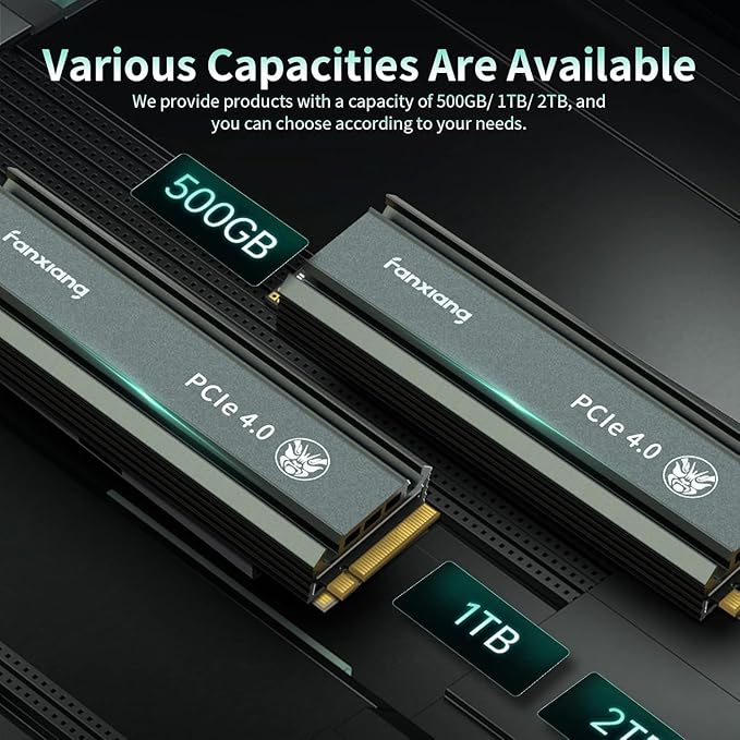 fanxiang S660 PCIe 4.0 4TB NVMe M.2 SSD for PS5 with Heatsink, Up to 5000MB/s, Internal Gaming SSD NAND SLC Cache Suitable for PS5 Enthusiasts, Technology Enthusiasts, IT Professionals