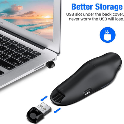 DinoFire Presentation Remote, RF 2.4GZ Rechargeable USB Slide Clicker for Powerpoint Presentation Presenter for Laptop/Computer/MAC