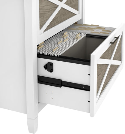 Bush Furniture Key West Lateral File Cabinet, Modern Farmhouse 2 Drawer File Cabinet for Home Office