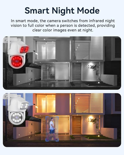 Security Camera System Wireless Outdoor with 12" Monitor, 2pcs 2K Dual Lens Cameras for Home & Business Surveillance, 360° PTZ, 2.4G/5G WiFi, Human Detection, Auto Tracking, 16CH NVR, 500G HDD