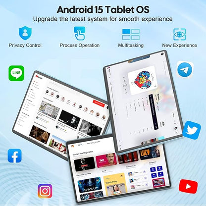 2026 11 inch Tablet, Android 15 Tablet with Keyboard, 24GB RAM+128GB ROM(2TB Expand), 8000mAh, Gemini AI, 2.4G/5G WiFi, BT5.0, GMS, Octa-core, 2 in 1 Tablets with Case, Mouse, Stylus(Silver Case)