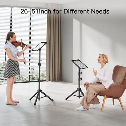 AMADA HOMEFURNISHING Height Adjustable Projector Tripod Stand for 26 to 51 in, Foldable Laptop Tripod Stand, Portable Outdoor Projector Stand for Laptop, Projector, DJ, or Sheet Music-AMPS02
