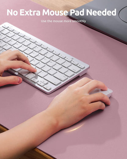 YSAGi Leather Desk Protector, Office Mat, Large Mouse Mat, Non-Slip PU Leather Blotter, Laptop Desk, Waterproof Writing Pad for Office and Home (Pale Mauve, 35.4" x 17")