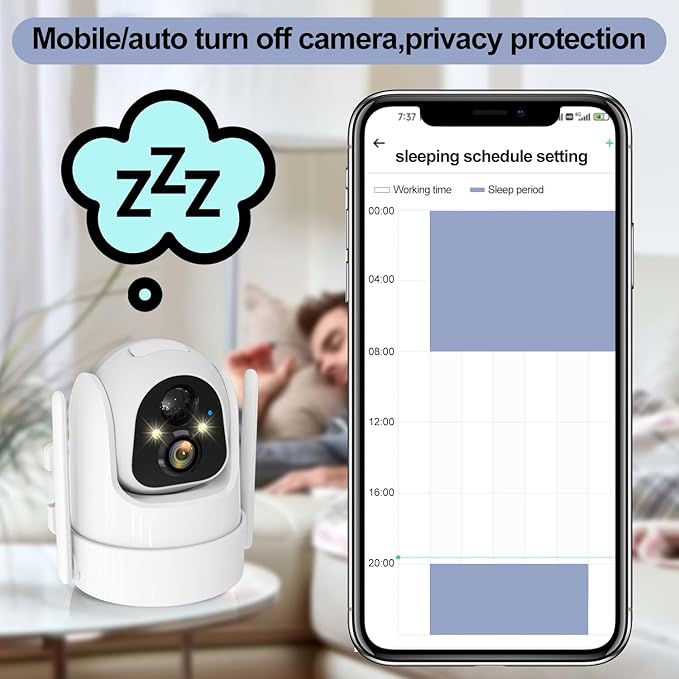 2K PTZ Solar WiFi Security Camera with AI Motion, Color Night Vision, 360 View, Waterproof, Alarm - Rechargeable Battery