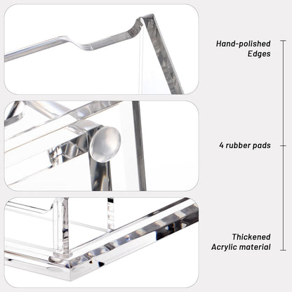 Business Card Holder for Desk, Acrylic Business Card Organizer , Multiple 6 Slots 3 Tier Business Cards Stand for Women& Men,Office Desk Accessories,Organize 300 Cards-1 Pack(Horizontal,Clear)