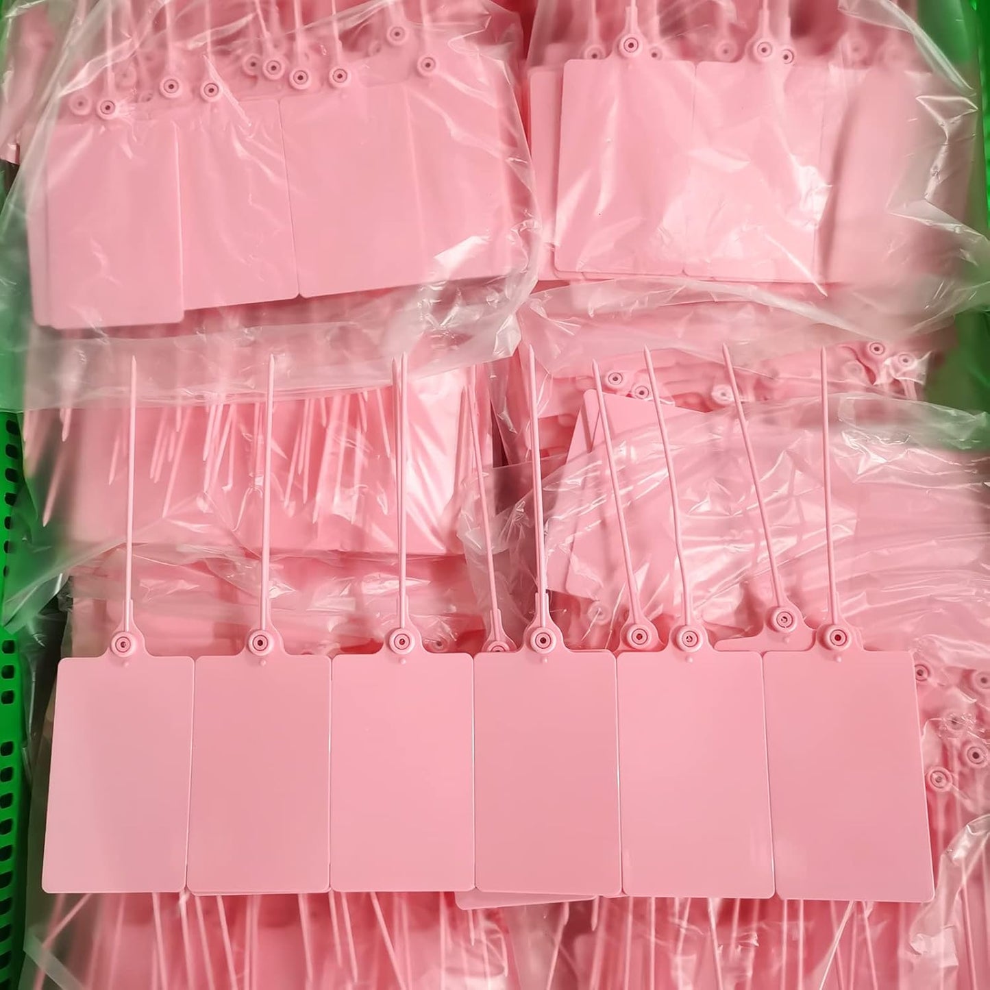 100 Plastic Tags Shipping Tags Water Proof Tags for Labeling Shipping Labels Security Seals Writable Marker Ties Hanging Tags Storage Tag with One Marker Pen (Pink)