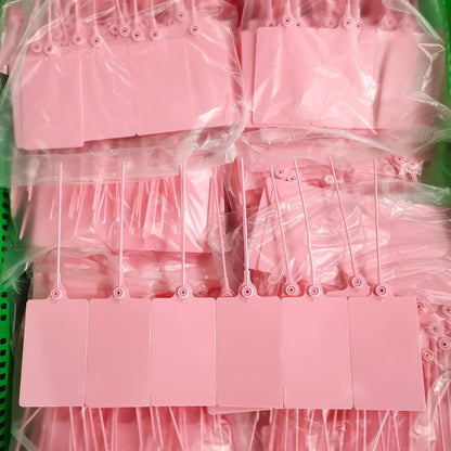 100 Plastic Tags Shipping Tags Water Proof Tags for Labeling Shipping Labels Security Seals Writable Marker Ties Hanging Tags Storage Tag with One Marker Pen (Pink)