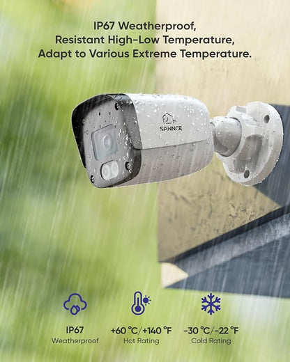 SANNCE 5MP PoE Security System, 8CH 6MP Surveillance NVR with 8PCS 5MP HD Weatherproof Bullet Cameras with H.265 Video Compression, Smart IR LED, APP Push Alert, Remote Access (NO HDD)