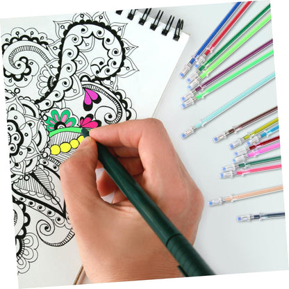 100pcs Premium Glitter Gel Pen Refills 0. 8mm Medium Point Glitter Markers Colorful Smooth Writing Neon Pen for Crafting, Doodling, Drawing, and Adult Coloring Book