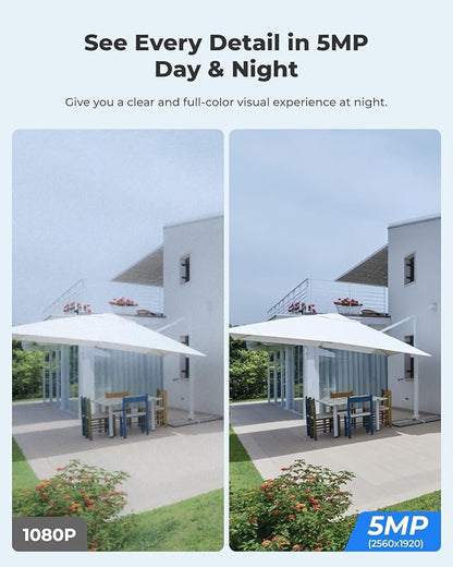 REOLINK Security Cameras Wireless Outdoor, Pan Tilt Solar Powered, 5MP 2K+ Color Night Vision, 2.4/5GHz WiFi, Smart Cameras for Home Security, Works with Home Hub, Argus PT + Solar Panel