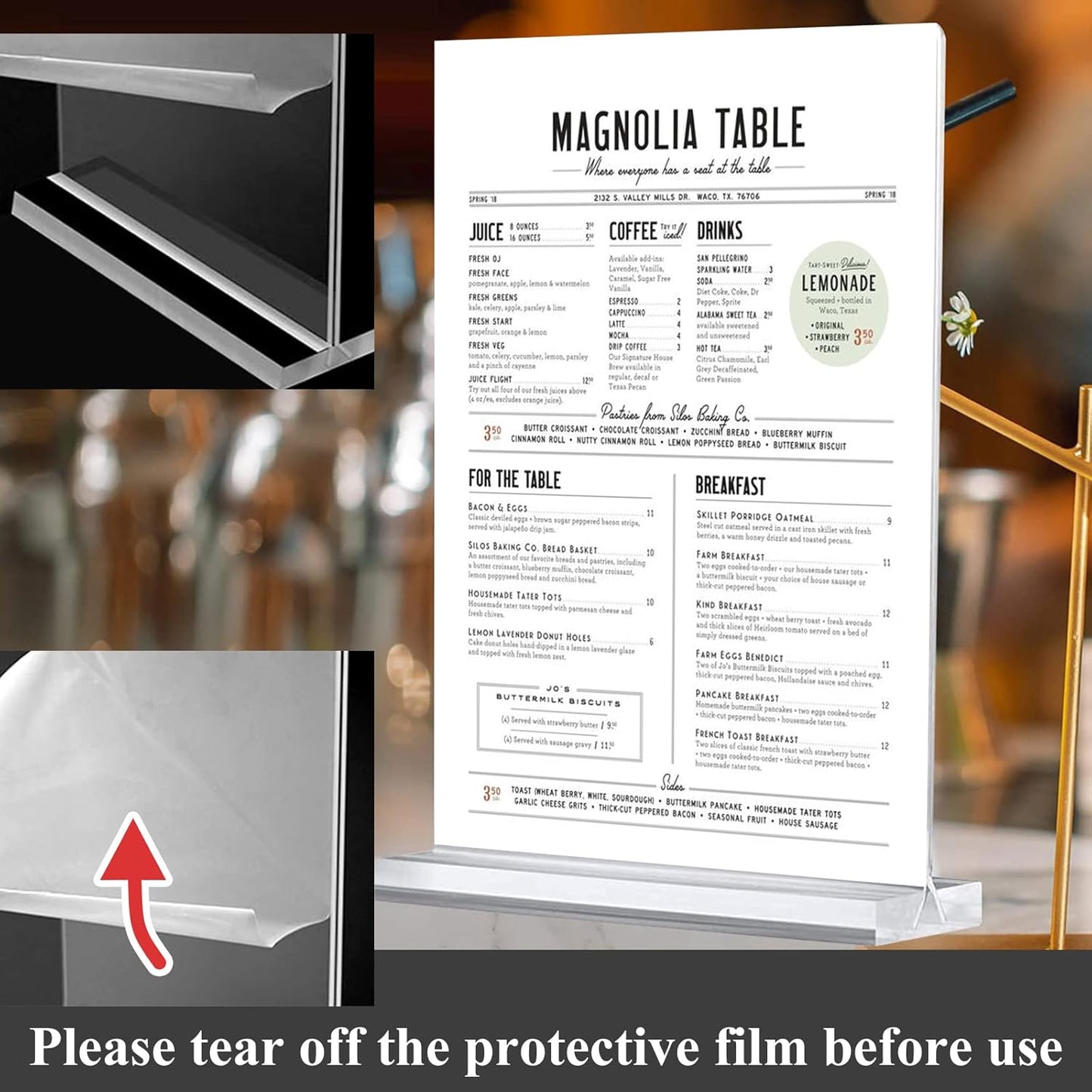 8.5x11 Acrylic Sign Holder 3 Pack Vertical Clear Table Menu Signs Holder,Double Sided Desktop Display Stand Plastic Picture Paper Frame Tabletop Sign Holder for Restaurants, Office, Show Fair, Store