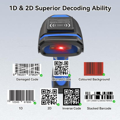 Alacrity Wireless Charging 1D 2D Barcode Scanner, UHF RFID Tags Reader, 2.4Ghz Wireless Bluetooth Wired 3 in 1 Connectivity, for Retail, Logistics, Manufacturing