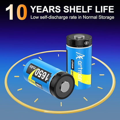 Artman CR123A 3V Lithium Battery, (20 Pack) 1650mAh 123A Lithium Batteries, CR123 CR17345 Battery for Home Security Devices, Flashlight - 10 Years Shelf Life, Non-Rechargeable