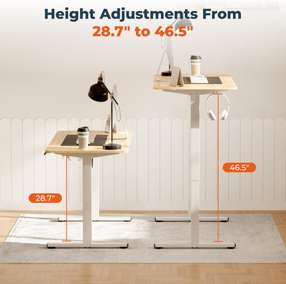 Adjustable Stand Up Desk Standing Desk, 40x24 Inches Home Office Desks with Memory Preset Computer Workstation, Splice Maple Top + White Frame