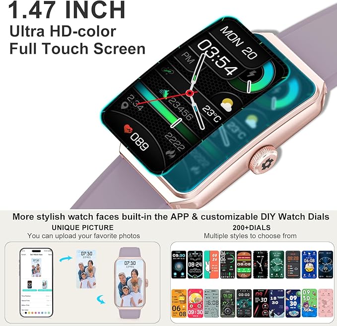 Fitness Tracker with Heart Rate/Blood Oxygen/Sleep Monitor, Smart Watches for Women Men, 100+ Sports Modes, Activity Step Trackers Smart Watch for Android iOS Phones