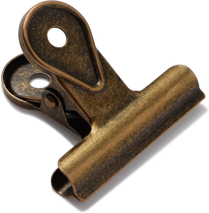 SIAMESE Bulldog Clips, 4 Pcs Binder Clips for Office & Kitchen, Multi-Purpose Binder and Food Bag Clamps for Sealing, Storage, Hanging (Bronze)