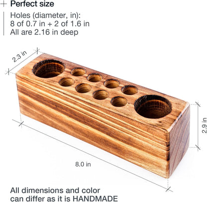 Solid Pine Wood Pen Holder for Desk – Fountain Pen Holder – Stylish Wooden Pencil Holder and Pen Desk Organizer